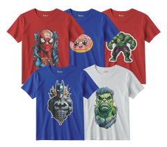 Spider-Man, Donut, Hulk, Batman and Hulk Face 5-Shirt Bundle