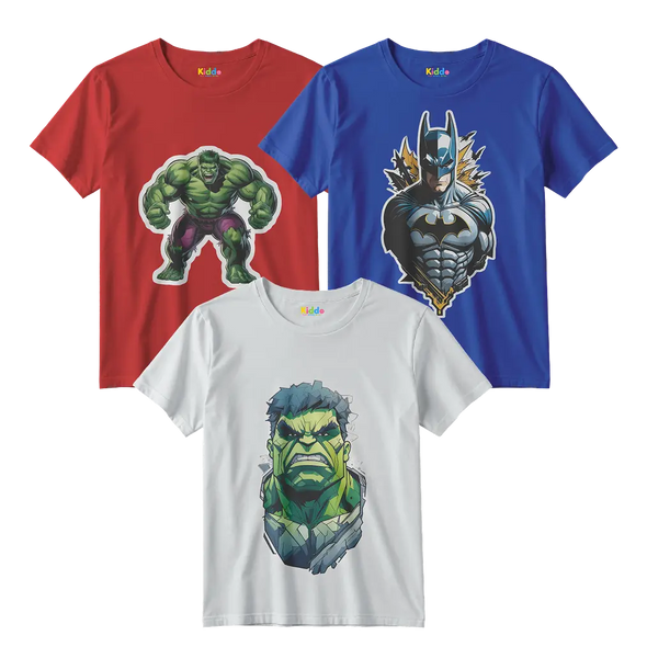 Hulk, Batman and Hulk Face 3-Shirt Bundle