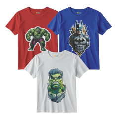 Hulk, Batman and Hulk Face 3-Shirt Bundle