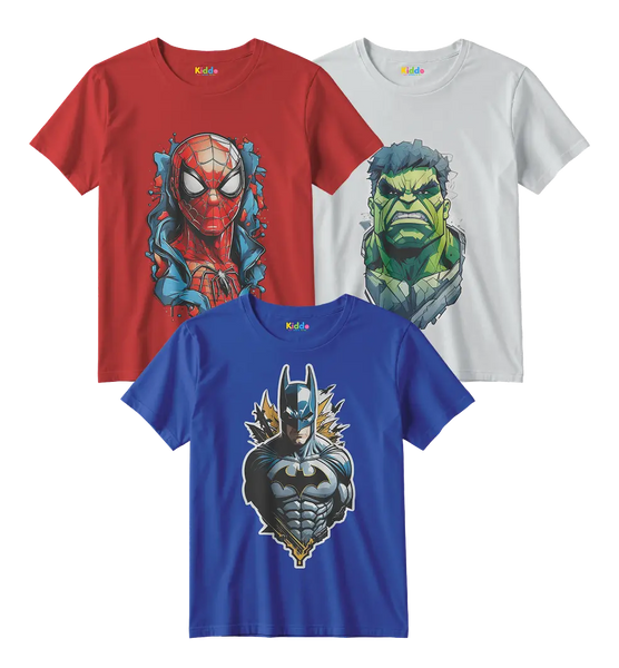 Spider-Man, Hulk and Batman 3-Shirt Bundle
