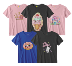 Crown, Ice Cream, Castle, Donut and Space Bunny 5-Shirt Bundle