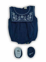 '-  Infant Cotton Dress – Blue & Floral Print -  Kiddo Retail -  Infant Cotton Dress – Blue & Floral Print -  Kiddo Retail