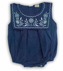 Infant Cotton Dress – Blue & Floral Print