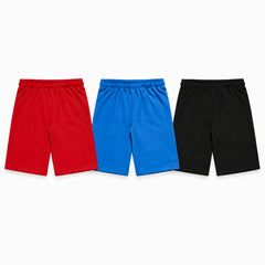 Solid Red, Blue and Black 3-Shorts Bundle