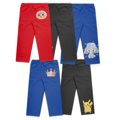 Donut, Elephant, Crown, Pikachu and Solid Black 5-Trousers Bundle