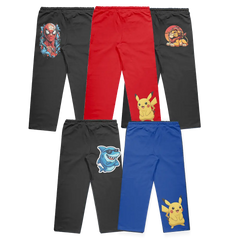 Spider-Man, Pikachu, Lion and Shark 5-Trousers Bundle