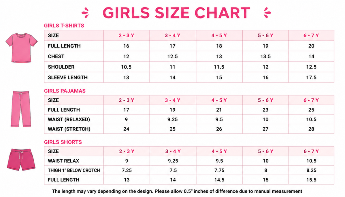 Size chart for Pikachu Girls Trouser