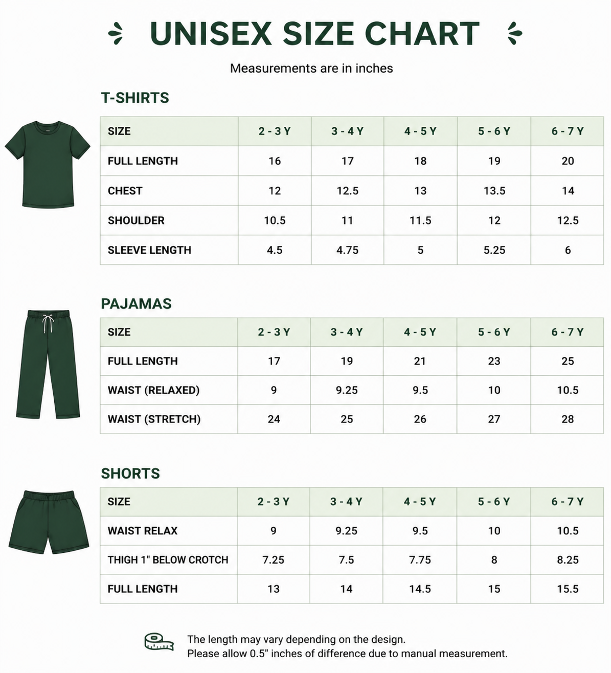 Size chart for Infant Cotton Romper – Soft & Comfortable Everyday Wear