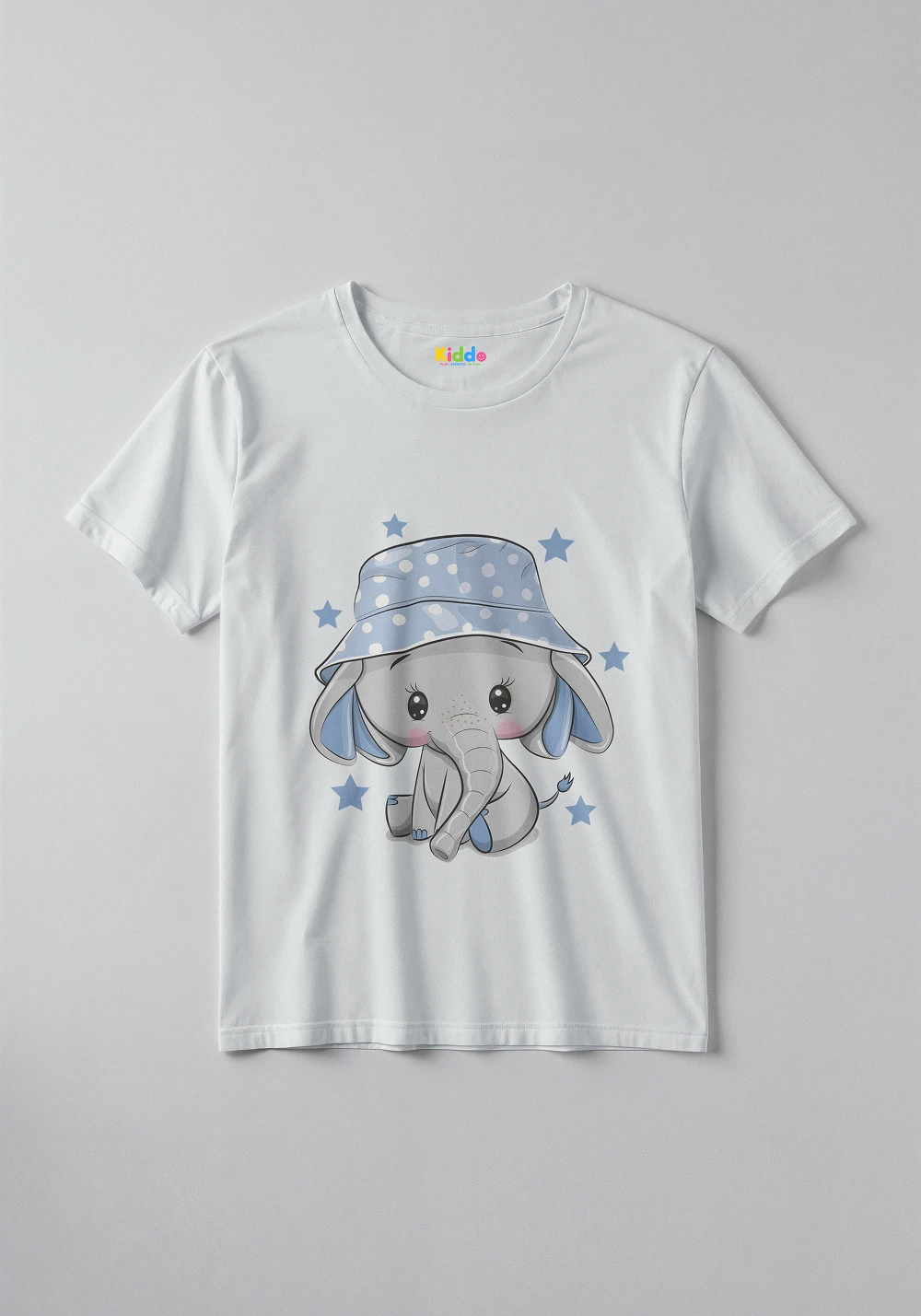 Cute Elephant Cartoon Kids Tee for Boys and Girls