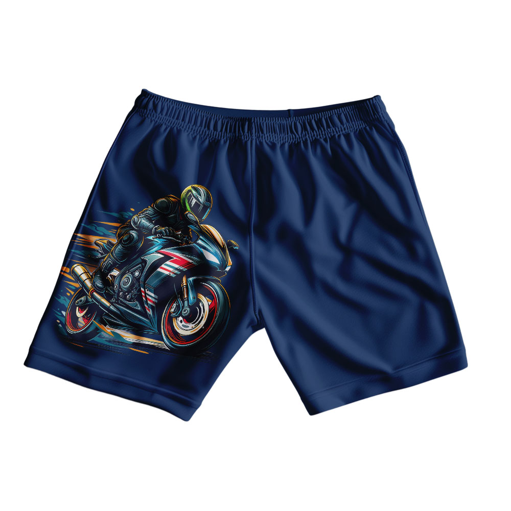 Bike Shorts for Kids – Fun Motorcycle Graphic Cotton Shorts
