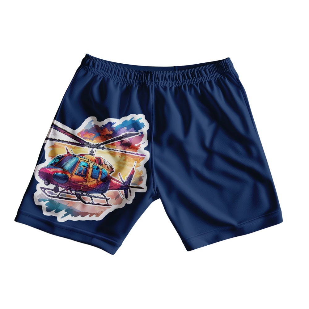 Helicopter Shorts for Kids – Aircraft Graphic Cotton Shorts