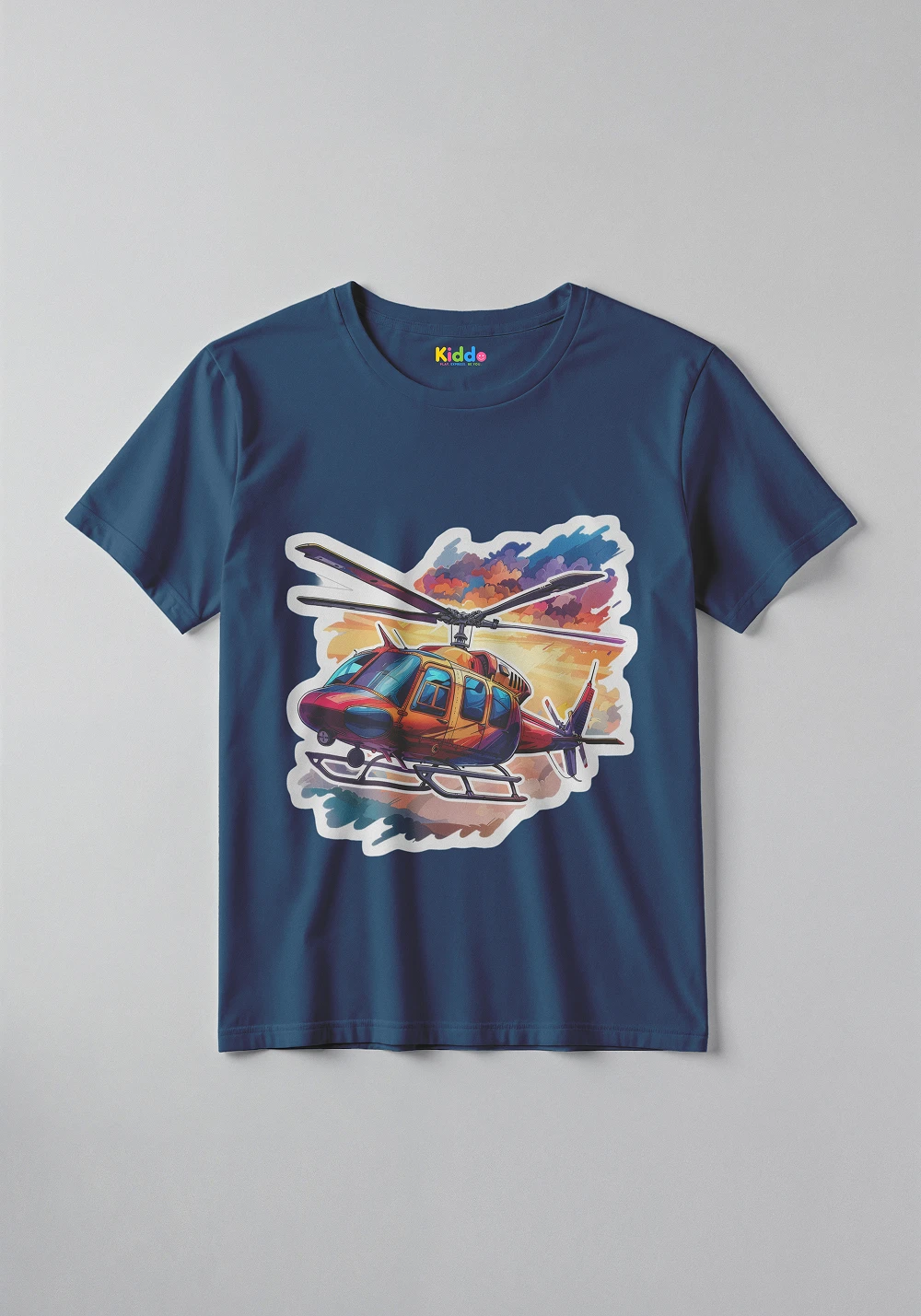 Helicopter Flying Kids Cartoon T-Shirt – Fun Graphic Tee for Kids