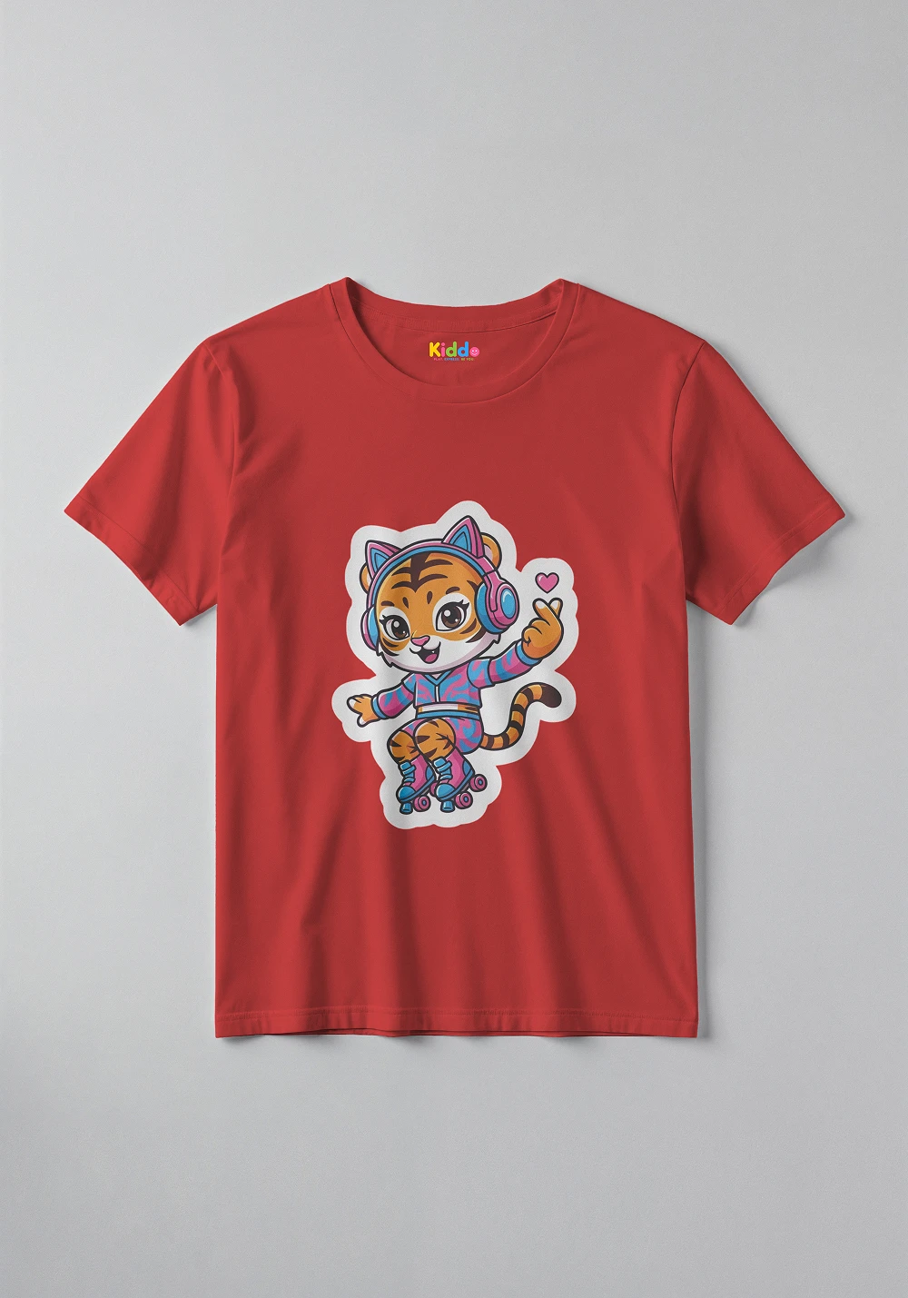 Cute Tiger Girl Cartoon T-Shirt for Boys and Girls