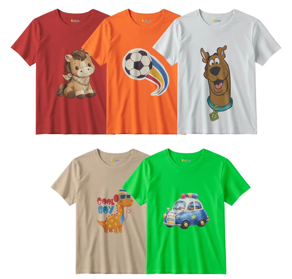 5 Shirts Bundle – Kids Cotton T-Shirts Pack