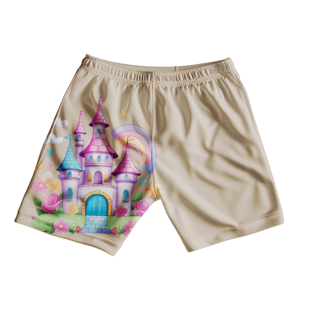Castle Kids Shorts – Fantasy Castle Graphic Cotton Shorts - Image 6
