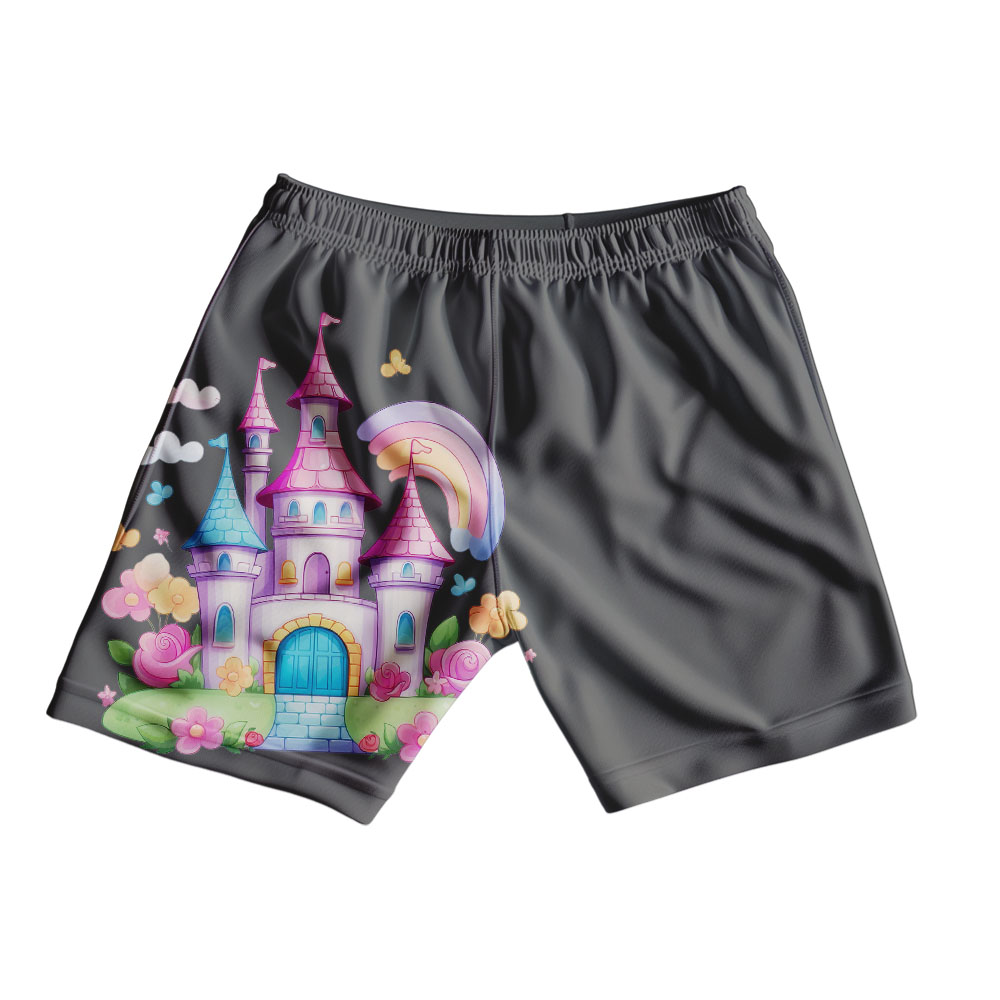 Castle Kids Shorts – Fantasy Castle Graphic Cotton Shorts - Image 3