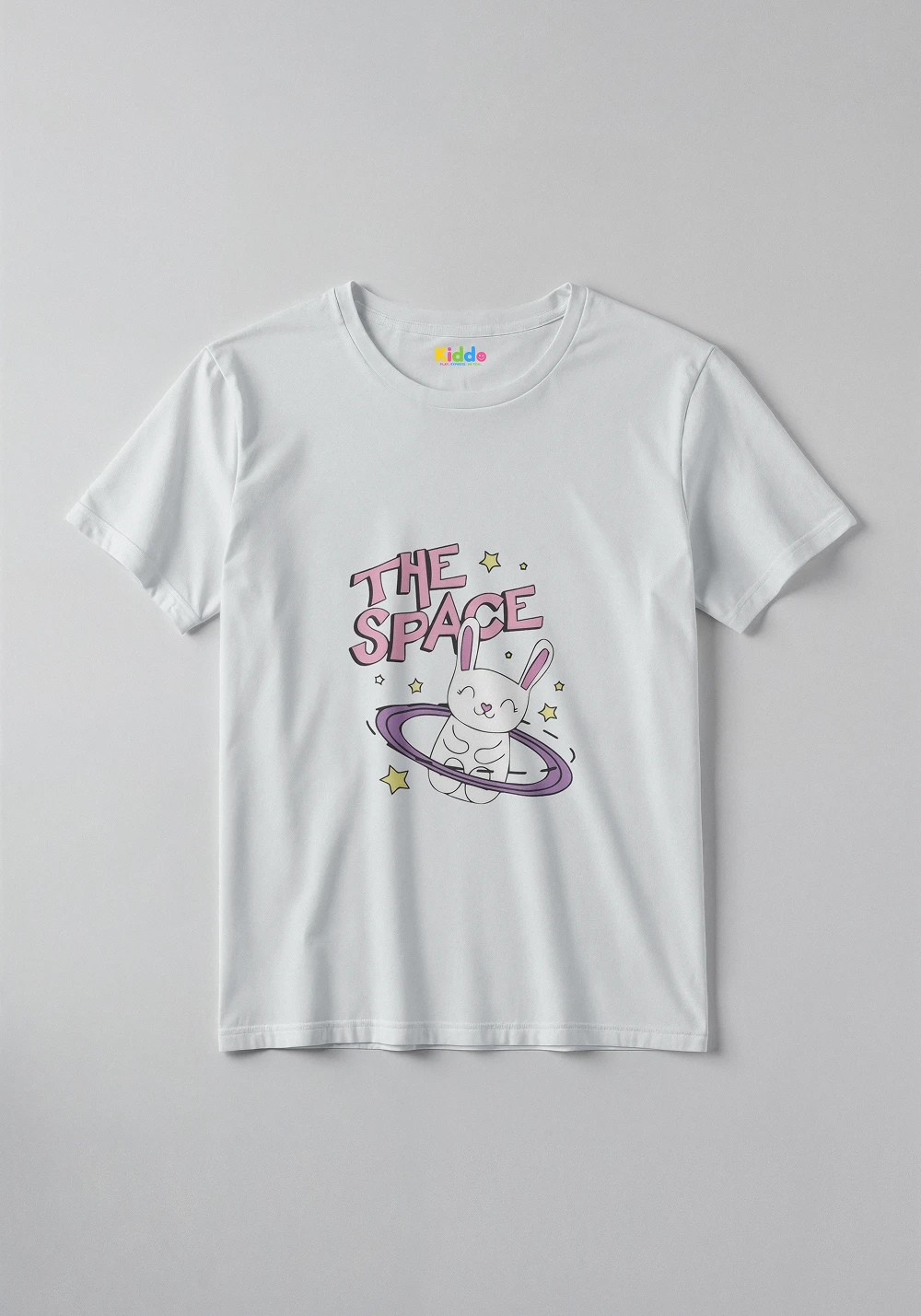 Space Bunny Cartoon Kids Graphic T-Shirt – Cute Galaxy Animal Tee for Boys & Girls - Image 2