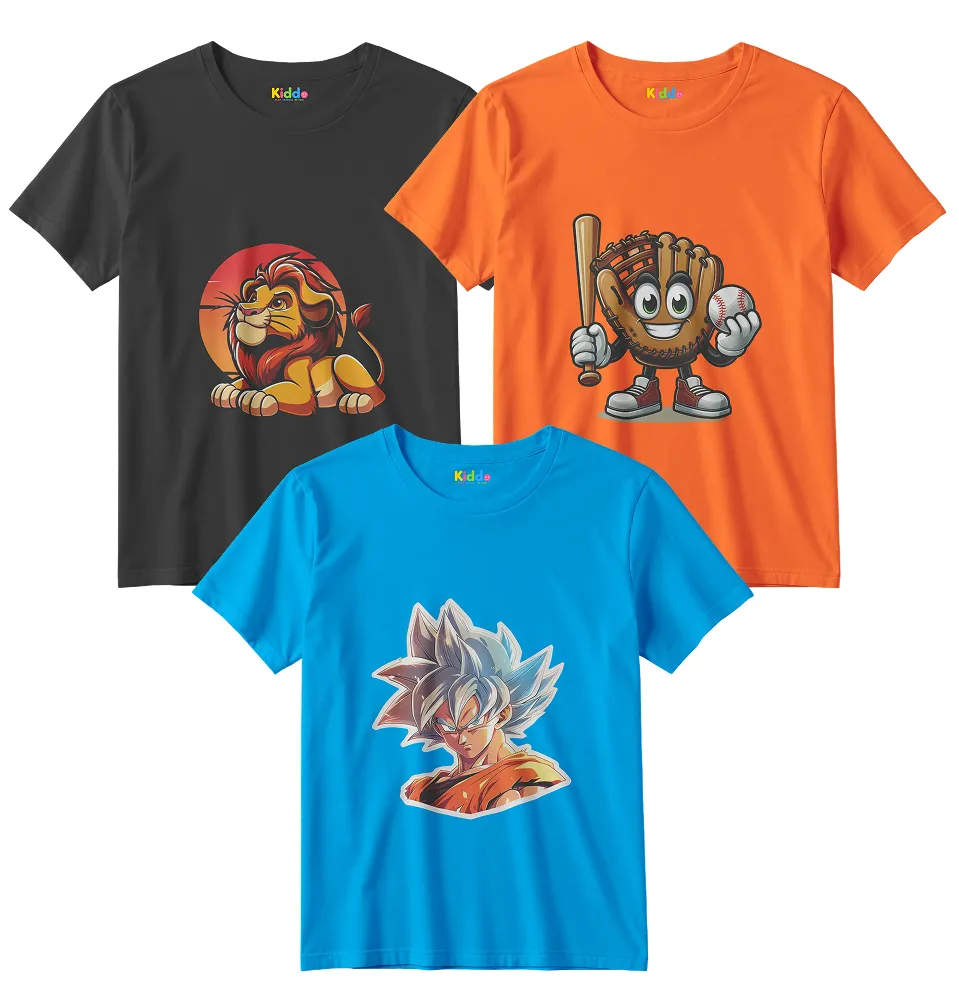 3 Shirts Bundle Offer – Kids Cotton T-Shirt Pack
