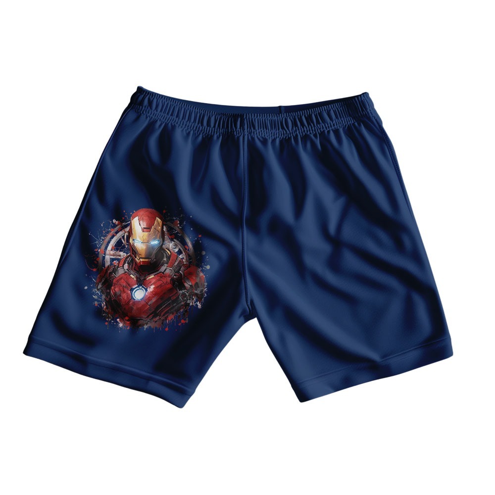 Kids Armored Superhero Graphic Shorts