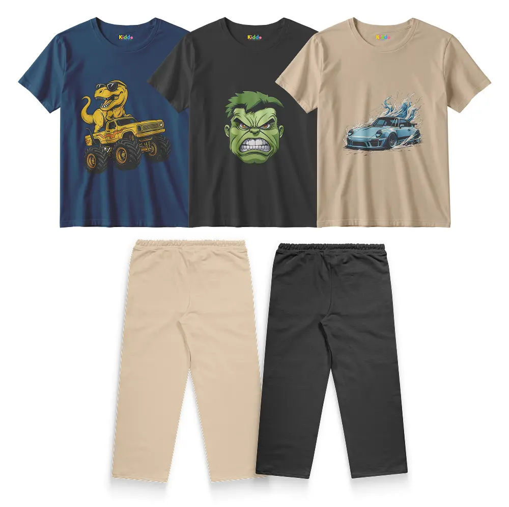 3 Shirts + 2 Trousers Bundle – Kids Ultimate Value Pack