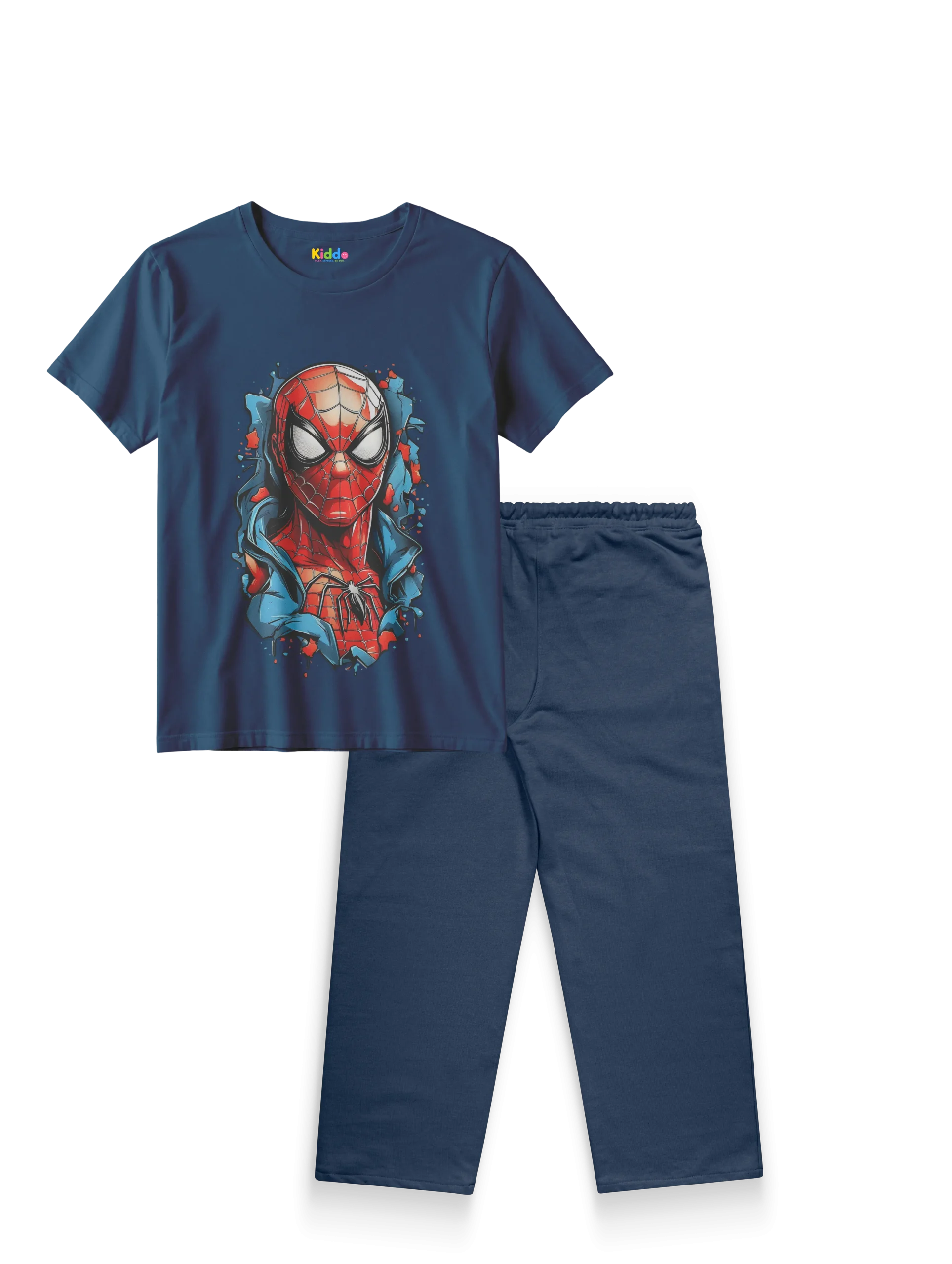 Web Hero Navy Kids T-Shirt & Trouser Set