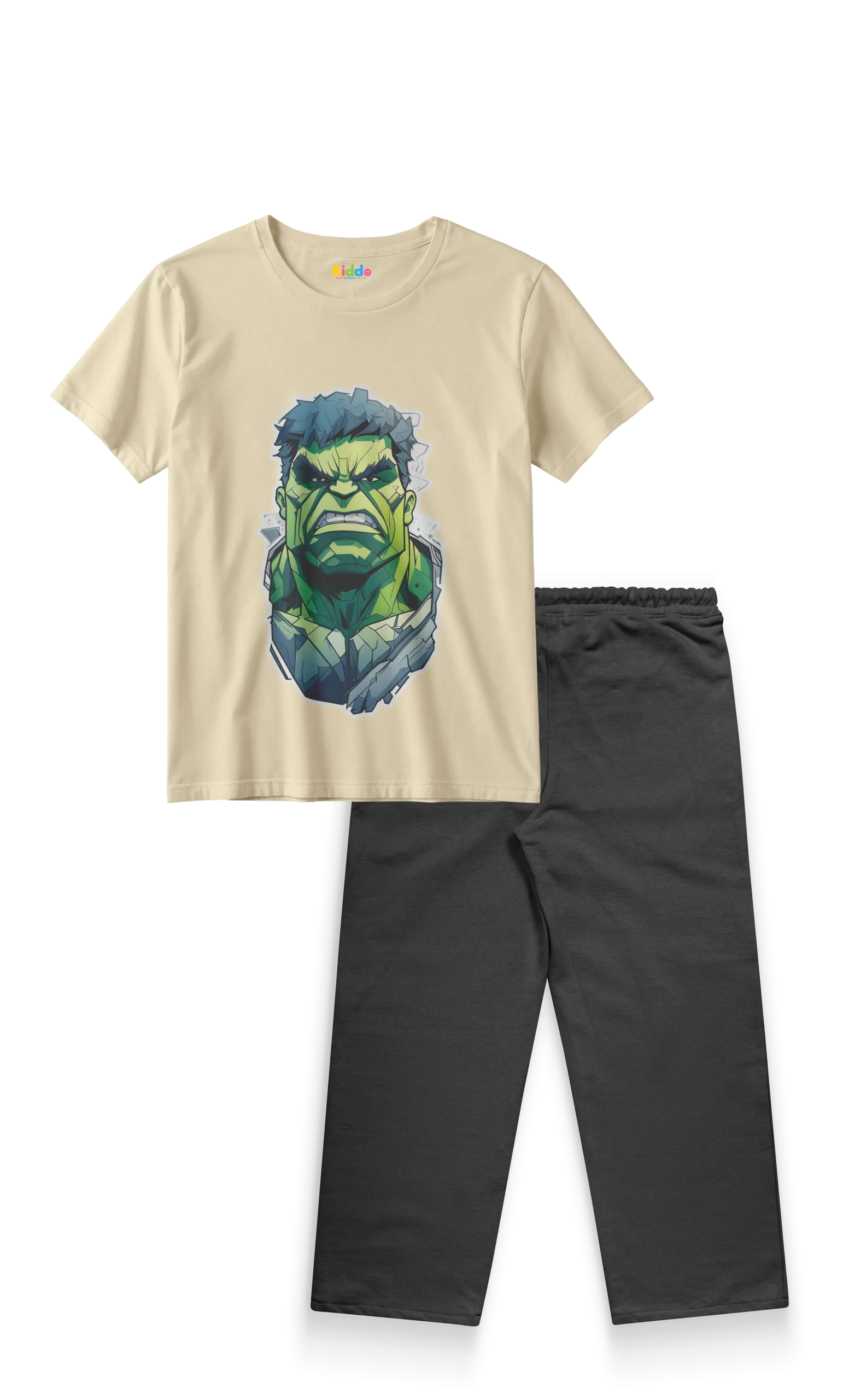 Beige Hulk Kids T-Shirt & Pants Set