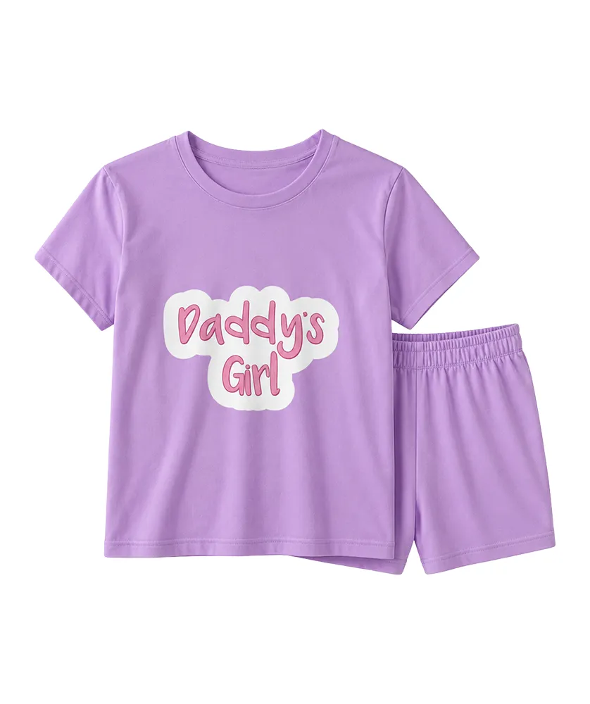 Kids Daddy’s Girl T-Shirt & Shorts Set – Purple