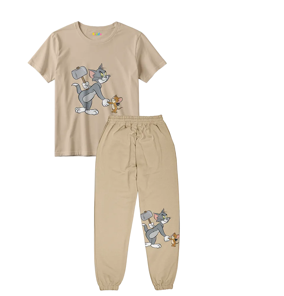 Tom & Jerry Kids Pajama Set – Beige