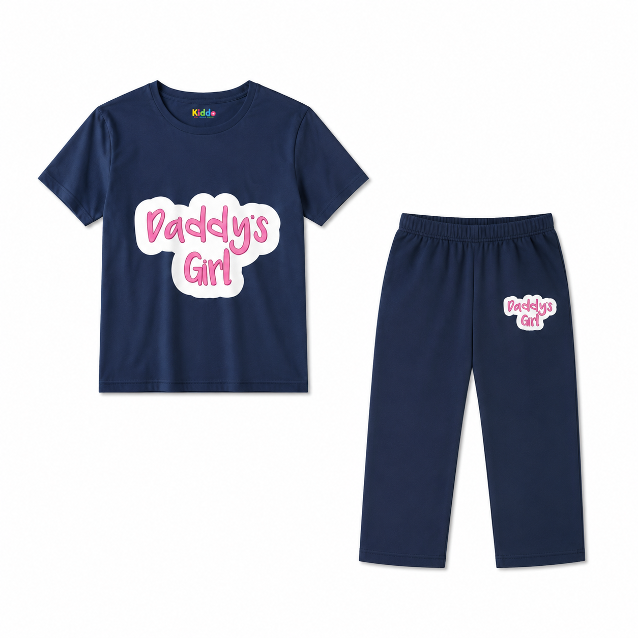 Girls Navy Daddy’s Girl Trouser Set