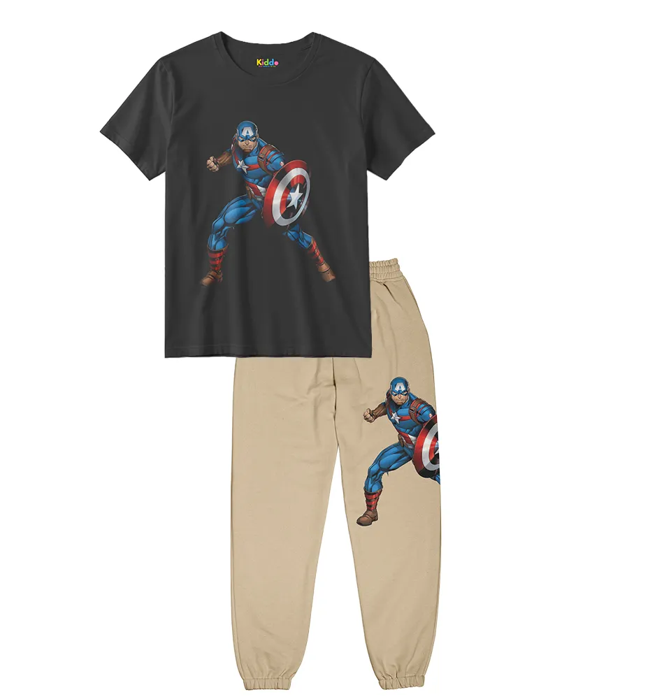 Captain Hero Kids Coord Set (Black & Beige)