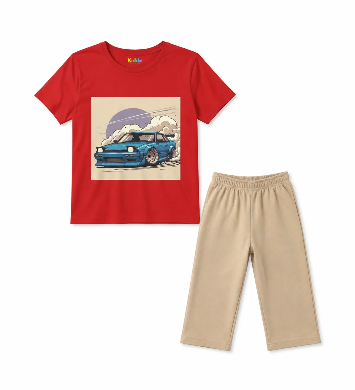 Red Car Graphic Tee & Pants Set for Kids