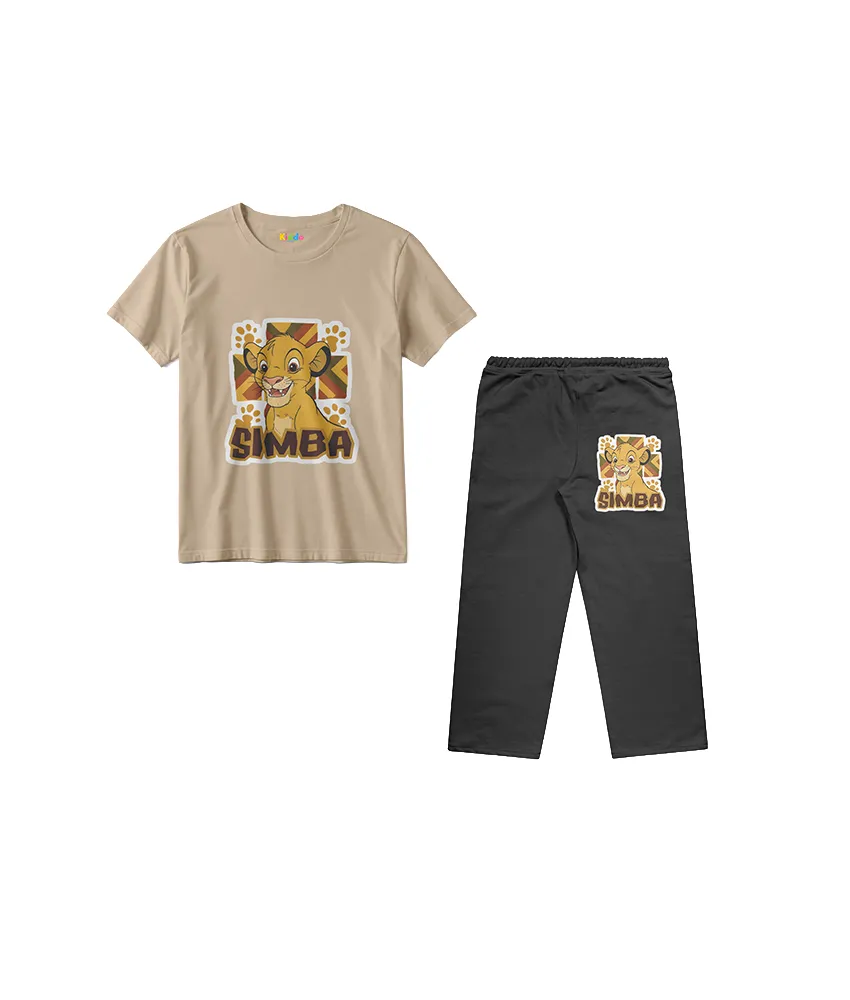 Kids Simba Print T-Shirt & Trouser Set