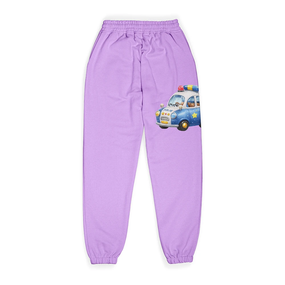 Police Car Joggers for Kids – Vehicle Graphic Cotton Jogger Pants