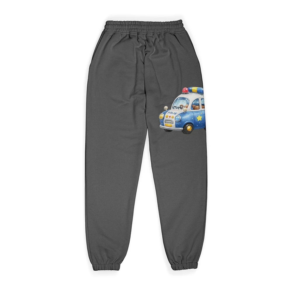 Police Car Joggers for Kids – Vehicle Graphic Cotton Jogger Pants