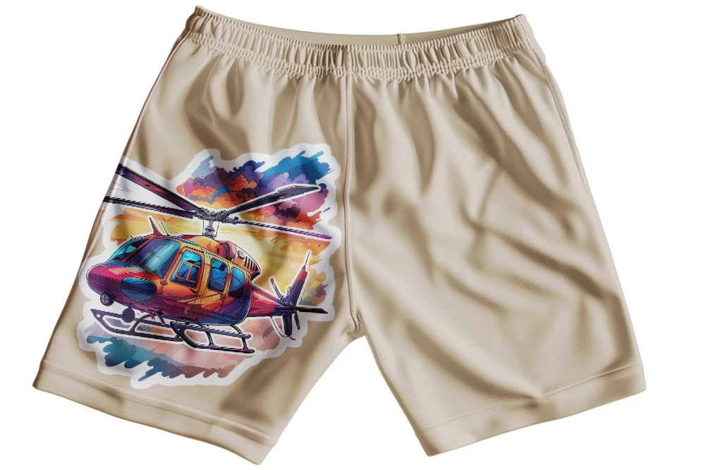 Helicopter Shorts for Kids – Aircraft Graphic Cotton Shorts - Image 3