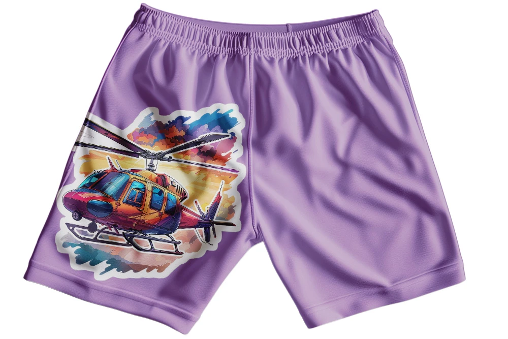 Helicopter Shorts for Kids – Aircraft Graphic Cotton Shorts