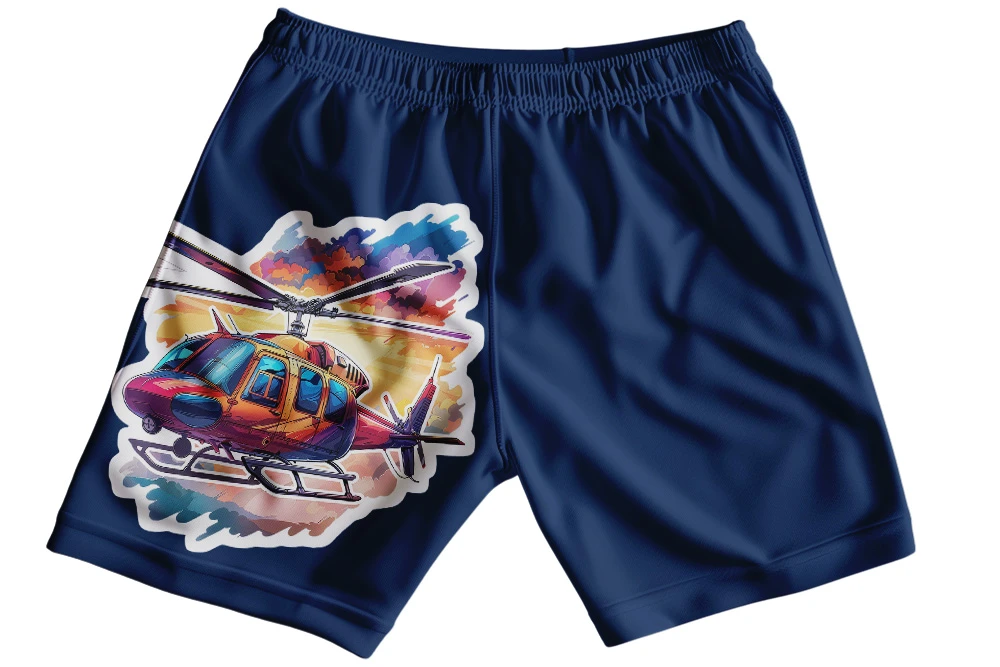 Helicopter Shorts for Kids – Aircraft Graphic Cotton Shorts - Image 6