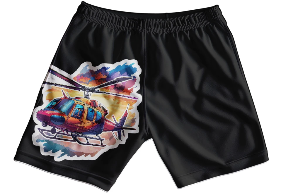 Helicopter Shorts for Kids – Aircraft Graphic Cotton Shorts - Image 4