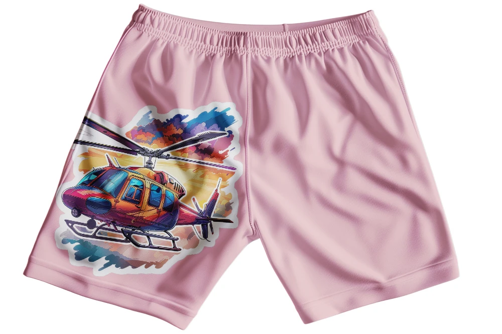 Helicopter Shorts for Kids – Aircraft Graphic Cotton Shorts - Image 2